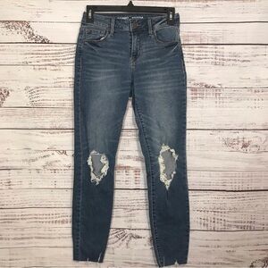 Old Navy Rockstar mid rise ripped casual stretch size 0 skinny jeans‎